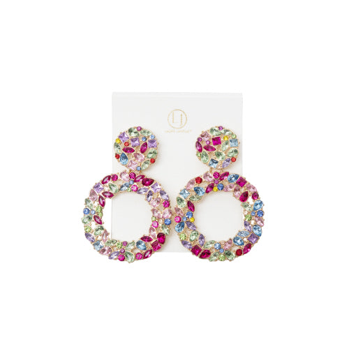 Pastel Jeweled Circle Earrings