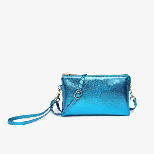 Riley Monogrammable 3 Compartment Crossbody/Wristlet in Aqua Lake