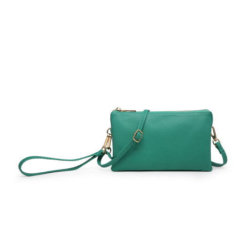 Riley Monogrammable 3 Compartment Crossbody/Wristlet in Kelly Green