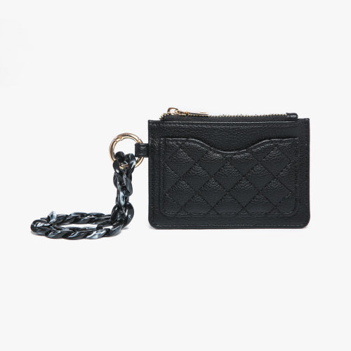 Rhodes Quilted Wallet w/ Chain Bangle in Black