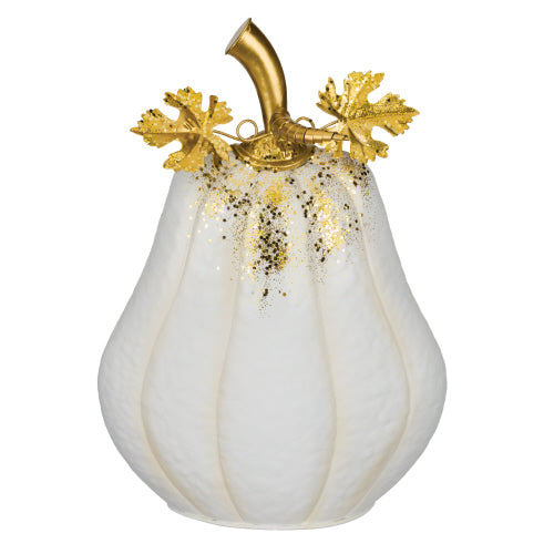 Gilded Pumpkin Decor - White