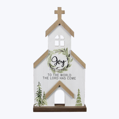 Wood Tabletop Christmas Church Sign