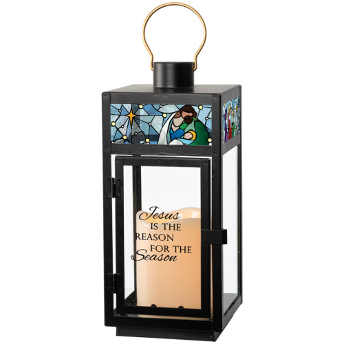 Jesus Is The Reason Stained Glass Top Lantern