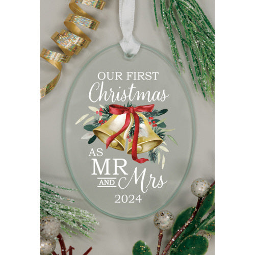 Mr. & Mrs. 2024 Glass Oval Ornament