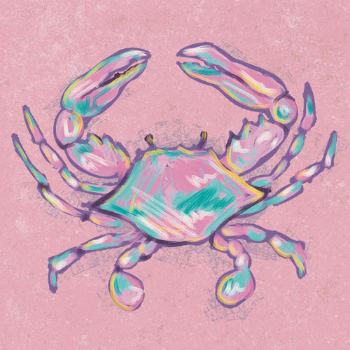 Watercolor Crab Square House Coaster
