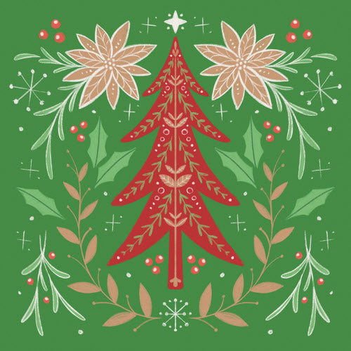 Nordic Christmas Green Square House Coaster