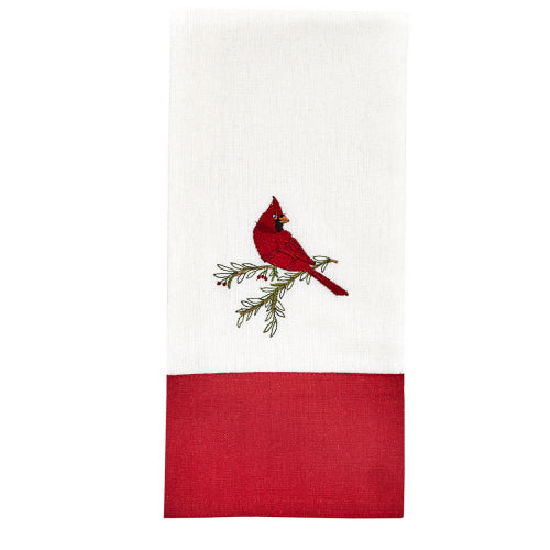 Cardinal Pine Embroidered Dishtowel