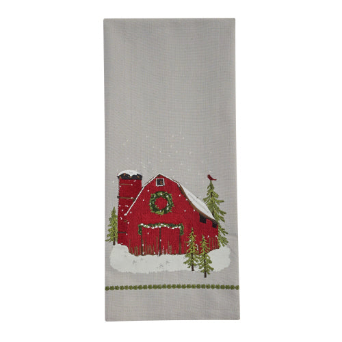 Barn Printed/Embroidered Dishtowel