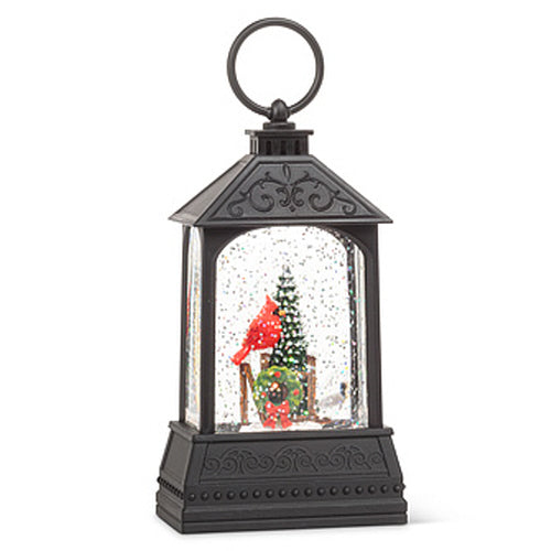 Small Cardinal in Glitter LED Lantern-5.5