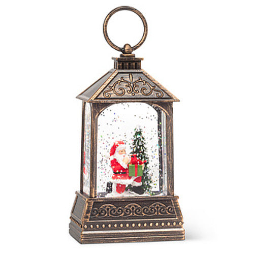 Small Santa in Glitter LED Lantern-5.5