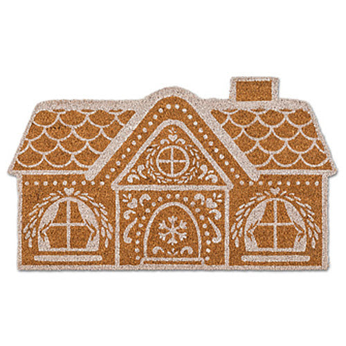 Gingerbread House Shaped Doormat-18x30