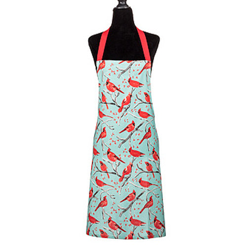 Cardinal Print Apron-Turquoise/Red-31"L