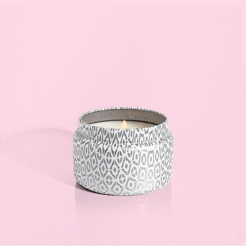 Volcano White Printed Travel Tin Candle, 8.5 oz