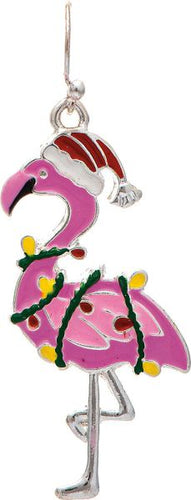 Silver Holiday Flamingo Earring