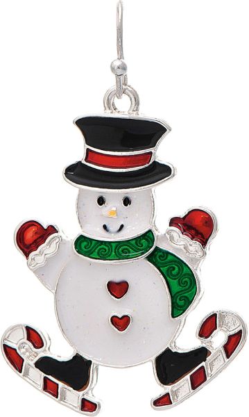 Silver Ice Skating Snowman Earring