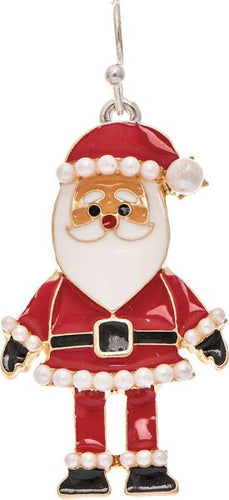 Gold Pearl Beaded Santa Claus Earring