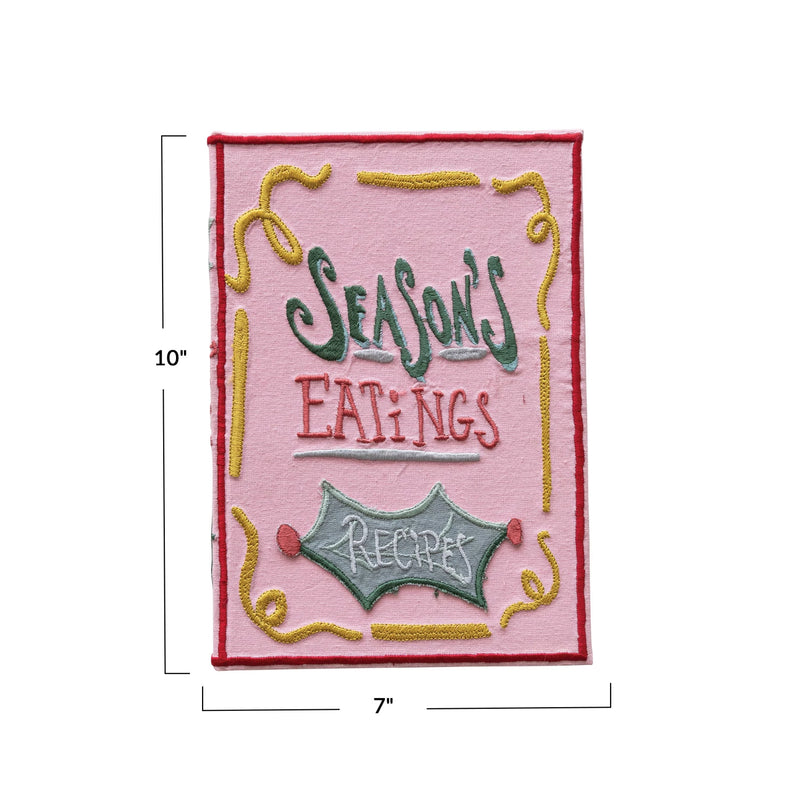 Handmade Paper & Embroidered Fabric Bound Recipe Book w/ 160 Ruled Pages