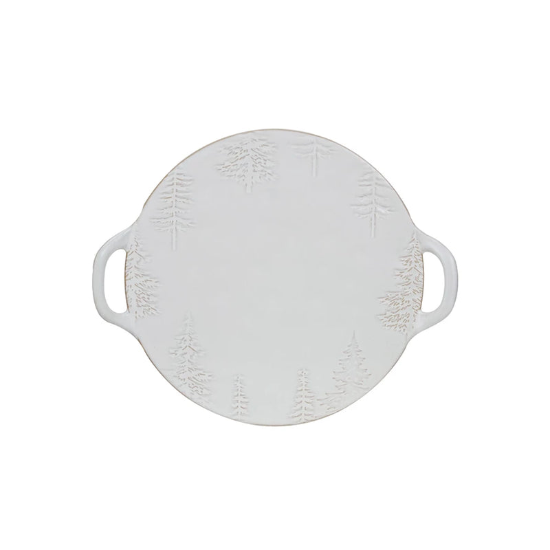 Debossed Stoneware Tray/Platter w/ Trees & Handles (Each One Will Vary)