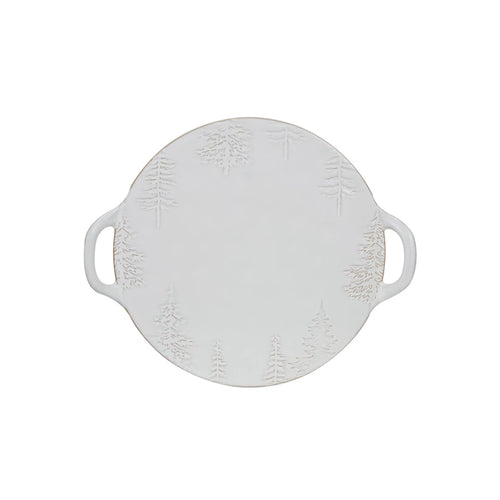 Debossed Stoneware Tray/Platter w/ Trees & Handles (Each One Will Vary)