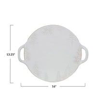 Debossed Stoneware Tray/Platter w/ Trees & Handles (Each One Will Vary)
