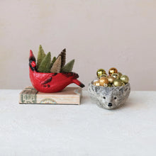 Stoneware Cardinal Shaped Bowl, Red & Black