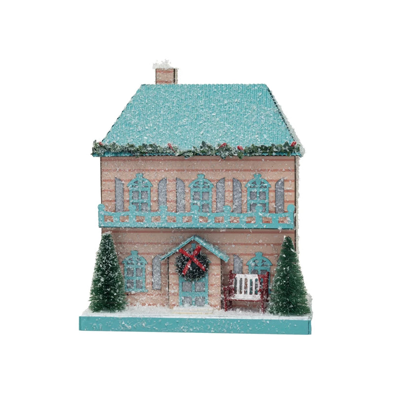 Paper House w/ LED Light, Glitter & Tinsel, Multi Color