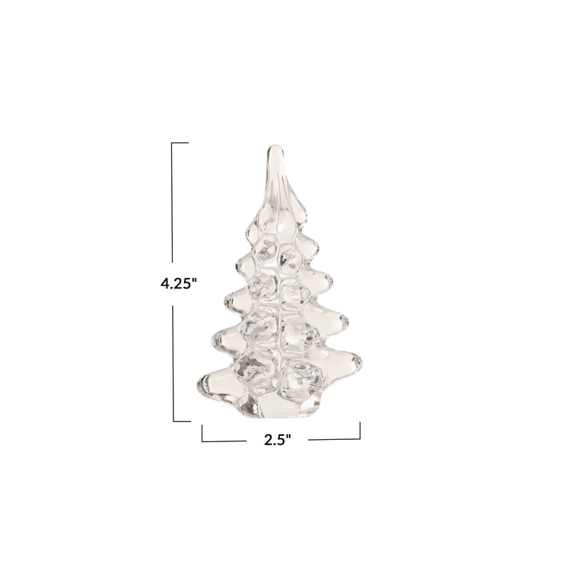 Glass Christmas Tree, Clear 2-1/2" Round x 4-1/4"H