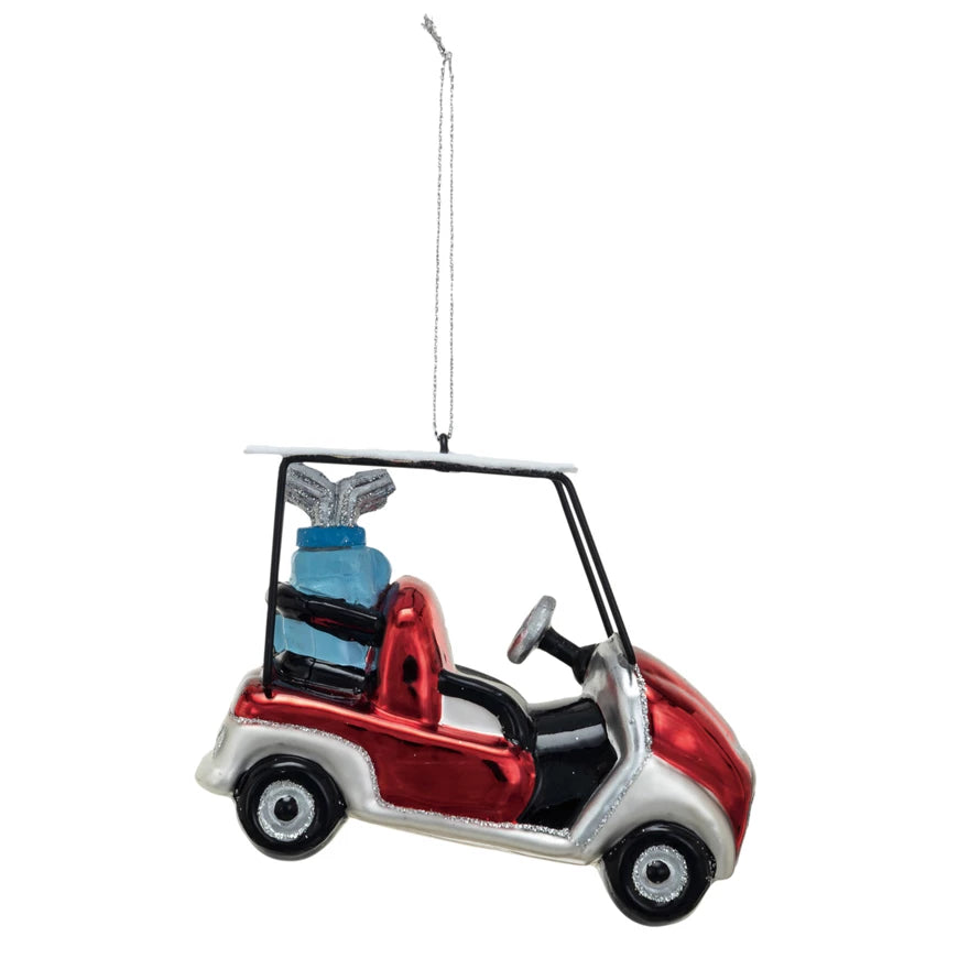 Creative Co-Op Golf Cart Glass Ornament - Thumbnail 4