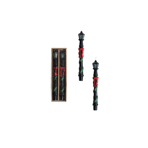 Unscented Lamp Post Shaped Taper Candles in Box, Set of 2