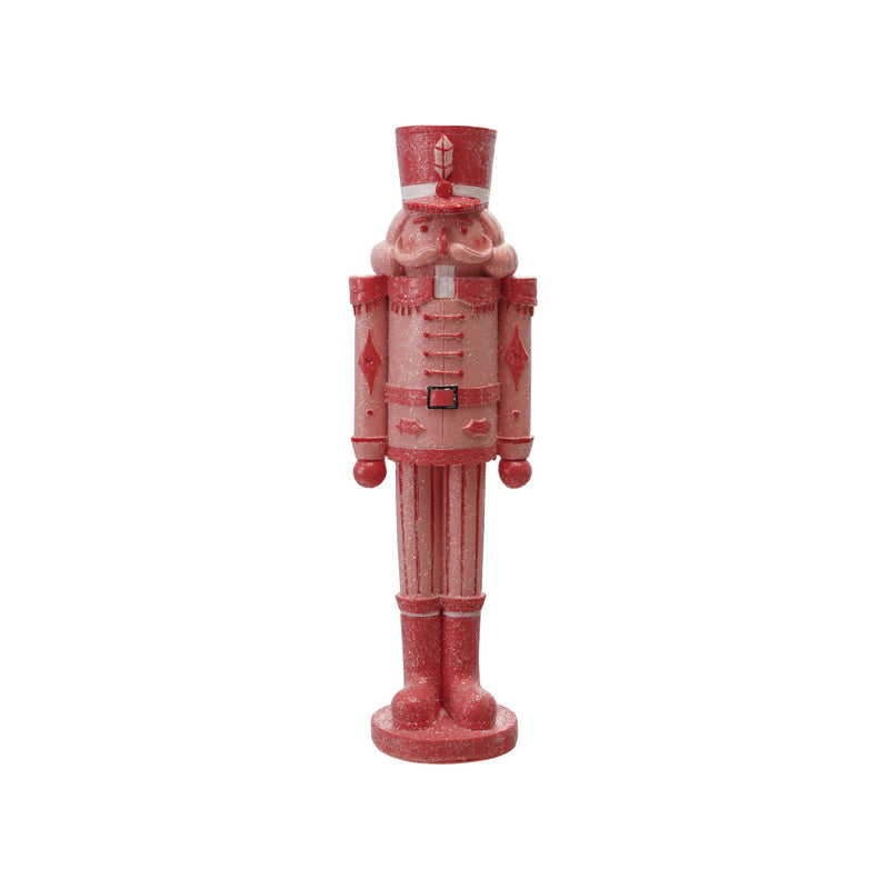Resin Nutcracker, Pink & Red with Sugar