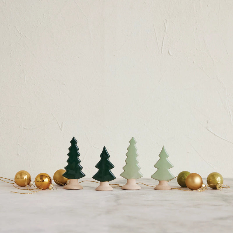 2"L x 3-1/2"H Stoneware Tree with Unglazed Base, 2 Colors