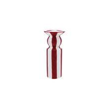 Hand-Painted Ceramic Striped Taper Holder, Red & White