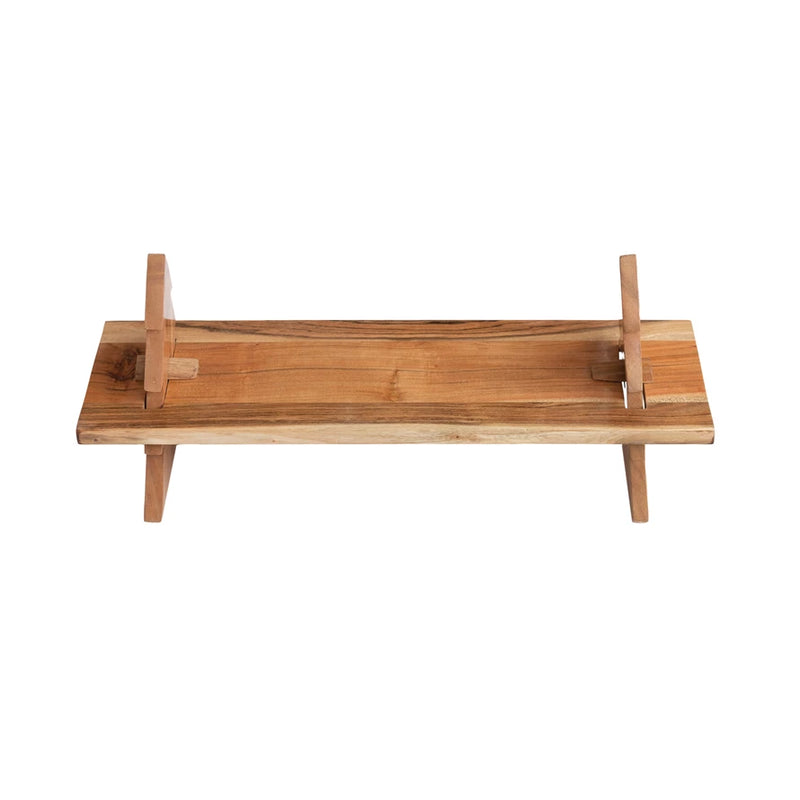 Acacia Wood Footed Pedestal with Tree Stands