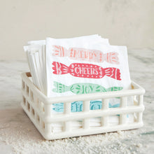 Ceramic Open Weave Napkin Holder, White (Holds 6" Square Napkin)