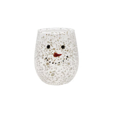 12 oz. Stemless Confetti Wine Glass with Snowman Face