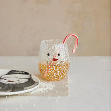 12 oz. Stemless Confetti Wine Glass with Snowman Face