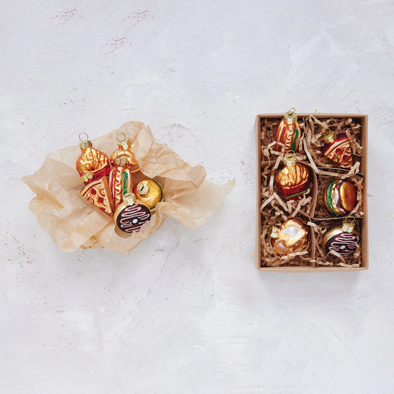 Glass Food Ornaments, Boxed Set of 6