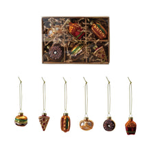 Approximately 1-1/2"H Glass Food Ornaments, Boxed Set of 6