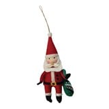 Handmade Wool Felt Santa Ornament with Embroidery, Multi Color