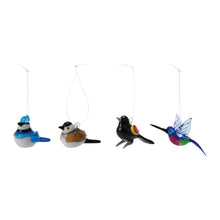 2-1/2"L - 4"L Handmade Glass Bird Ornament, Multi Color