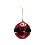 Foam & Mirrored Glass Mosaic Ball Ornament with Santa Belt