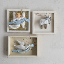 Handmade Wool Felt Dove Ornament with Embroidered Banner