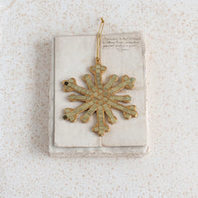 Handmade Glass Mosaic Snowflake Ornament with Glitter Edge