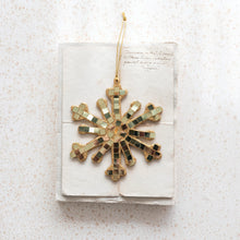 Handmade Glass Mosaic Snowflake Ornament with Glitter Edge