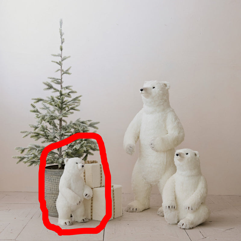 Faux Fur & Foam Standing Polar Bear, White & Black