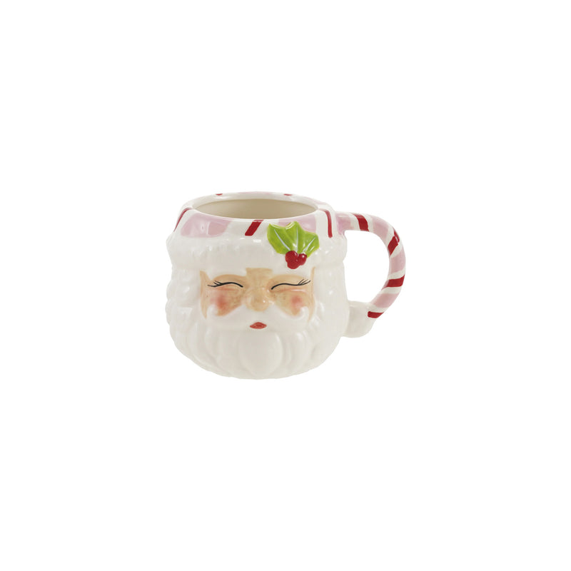Hand-Painted Ceramic Santa Head Shaped Mug 12 oz.