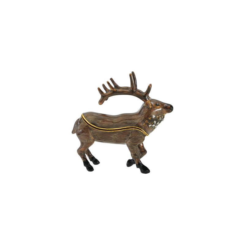 Enameled Metal Gift Shaped Trinket Box with Jewels