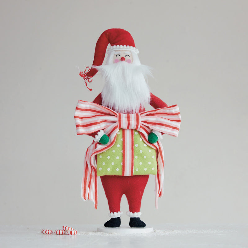 Fabric & MDF Santa with Gift & Bow