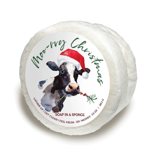 Moo-rry Christmas Shower Sponge